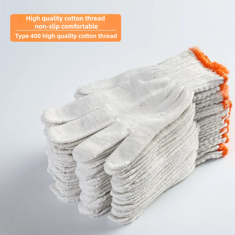 Wear resistant non-slip breathable cotton thread safety work protection gloves