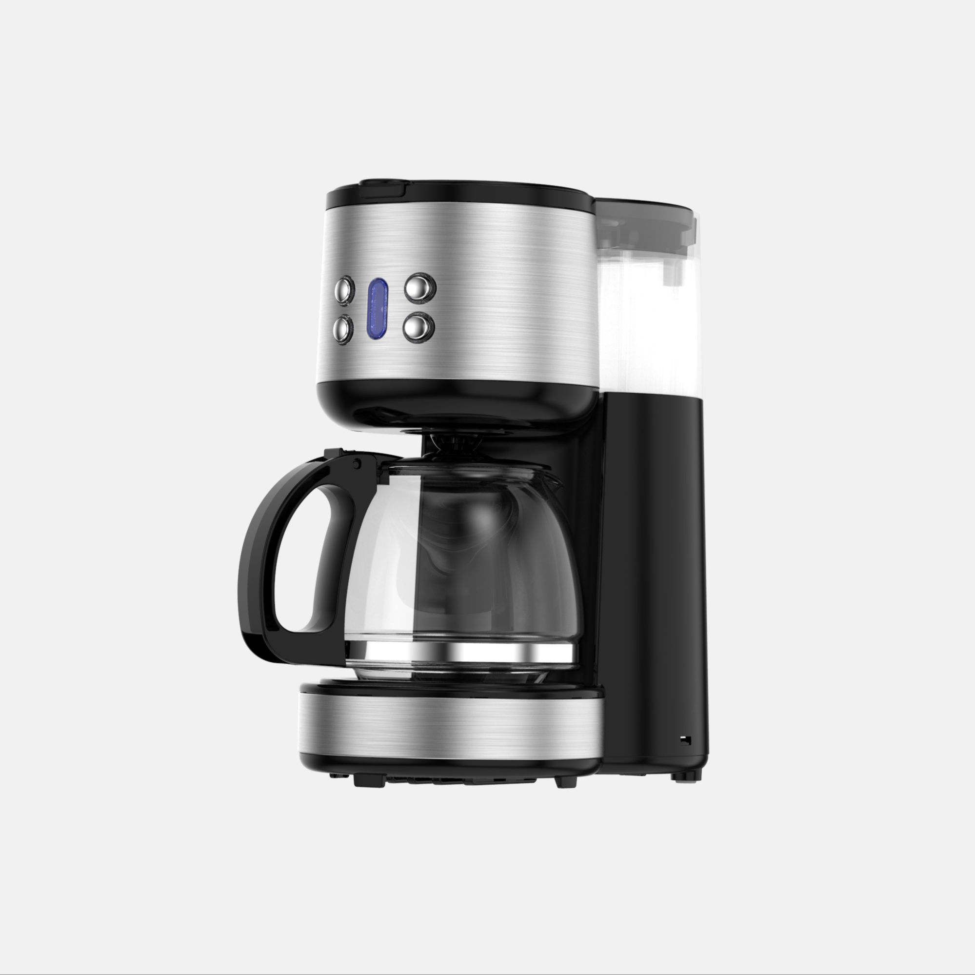 Compact Coffee Maker with Mechanical Control and Stainless Steel Accents for Convenient and Efficient Brewing