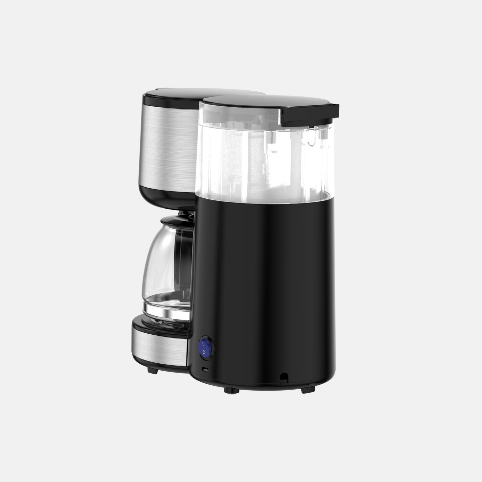 Compact Coffee Maker with Mechanical Control and Stainless Steel Accents for Convenient and Efficient Brewing