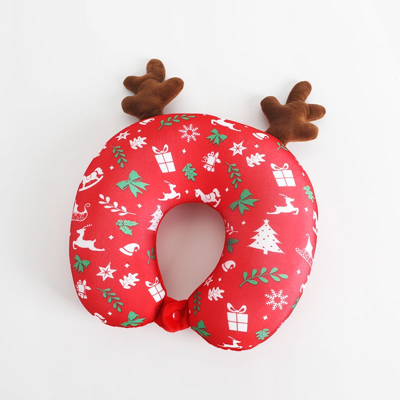 Wholesale Custom Reindeer Antler Christmas Particle U-shaped Neck pillow