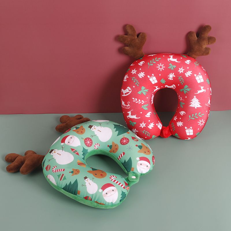 Wholesale Custom Reindeer Antler Christmas Particle U-shaped Neck pillow