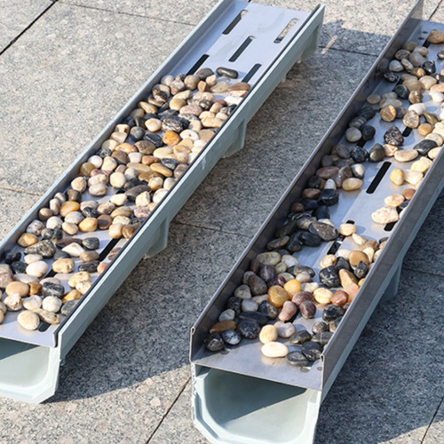 Garden pebble drain U-shaped trough Stainless steel drain cover grooves