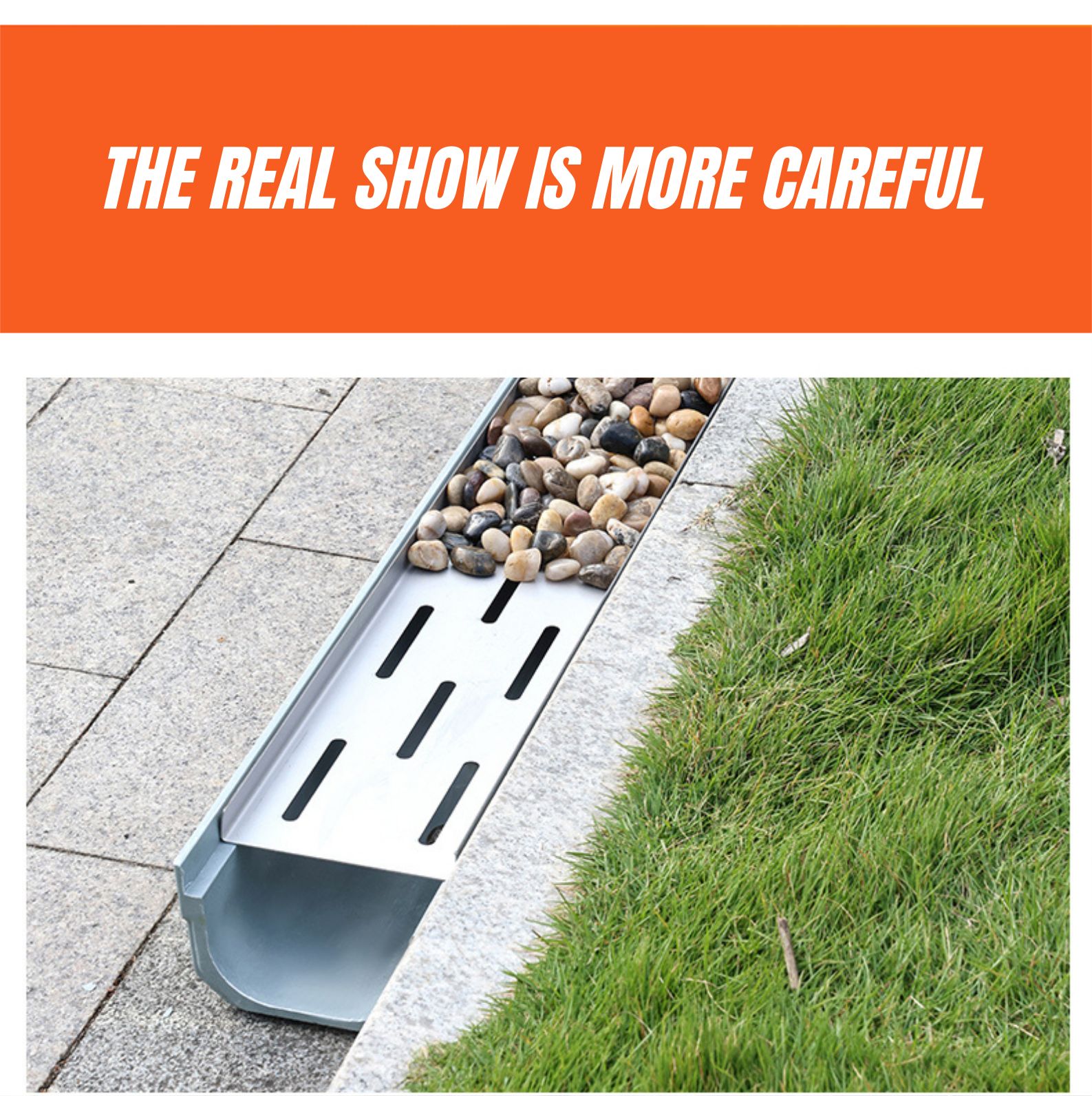 Garden goose soft stone drain sink Garden resin gutter U-shaped groove Stainless steel linear cover plate