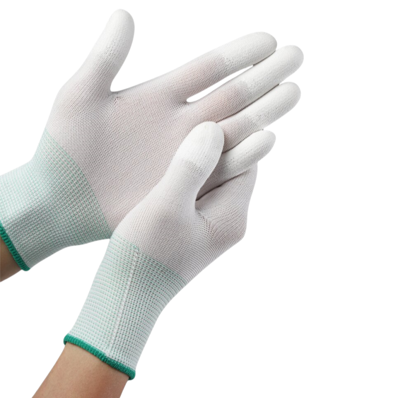 Thin nylon PU coated finger anti-slip wear breathable screw electronic workshop safety protection labor protection gloves