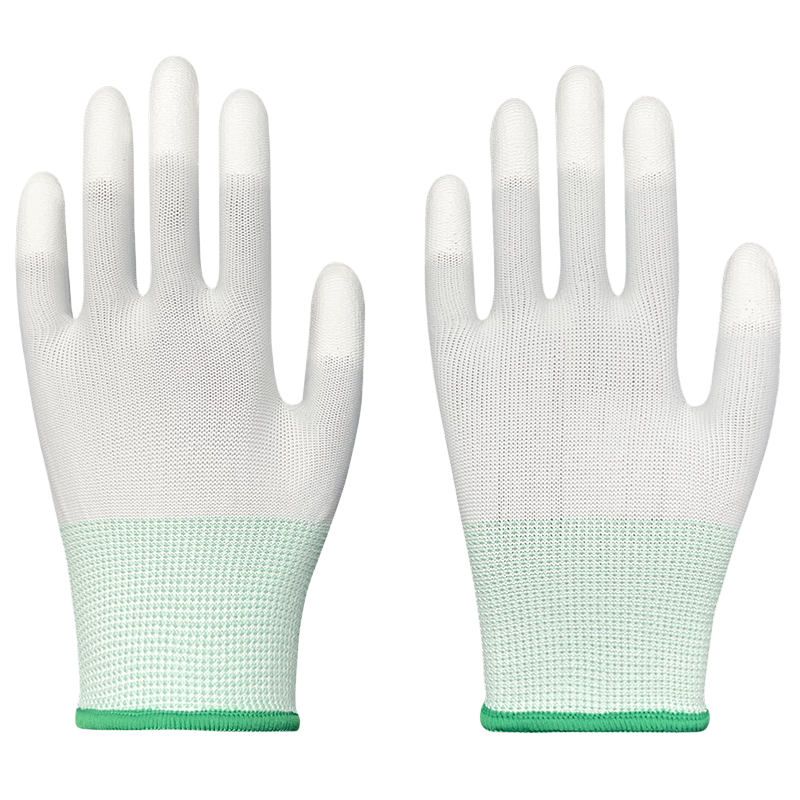 Thin nylon PU coated finger anti-slip wear breathable screw electronic workshop safety protection labor protection gloves