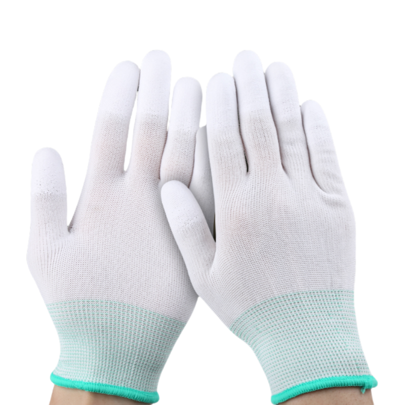 Thin nylon PU coated finger anti-slip wear breathable screw electronic workshop safety protection labor protection gloves