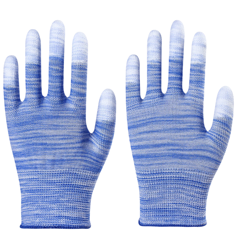 Thin striped nylon PU coated wear-resistant breathable screw safety protection labor protection gloves for electronic workshop