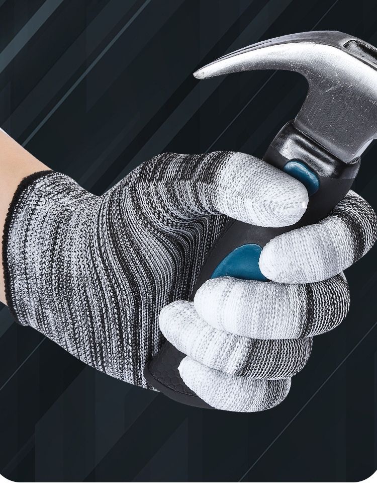 Thin striped nylon PU coated wear-resistant breathable screw safety protection labor protection gloves for electronic workshop