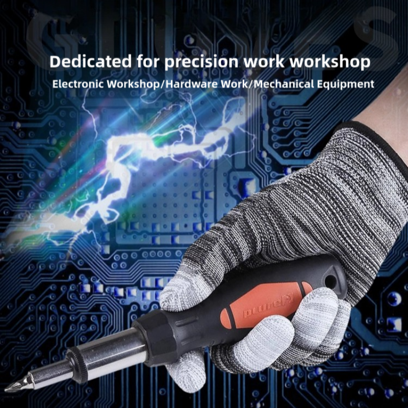 Thin striped nylon PU coated wear-resistant breathable screw safety protection labor protection gloves for electronic workshop