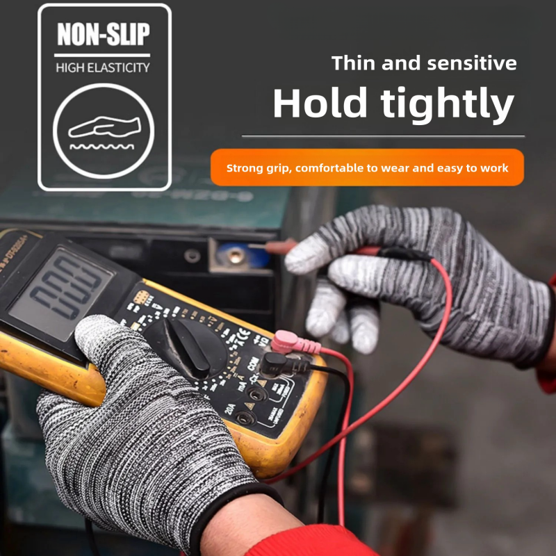 Thin striped nylon PU coated wear-resistant breathable screw safety protection labor protection gloves for electronic workshop