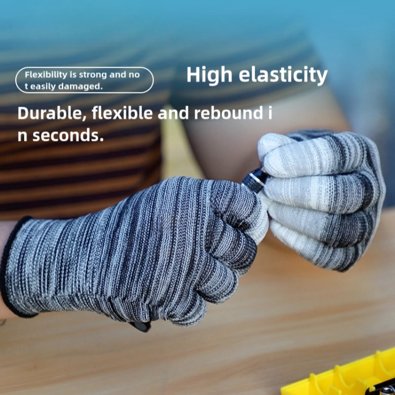 Thin striped nylon PU coated wear-resistant breathable screw safety protection labor protection gloves for electronic workshop