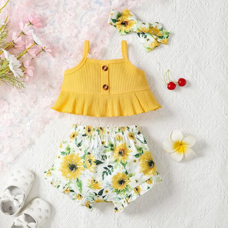 2024 Fashion Trendy Casual Summer Outfits for Girls 1-6Y Toddler Cute Short Sleeve T Shirt and Shorts Set for Kids