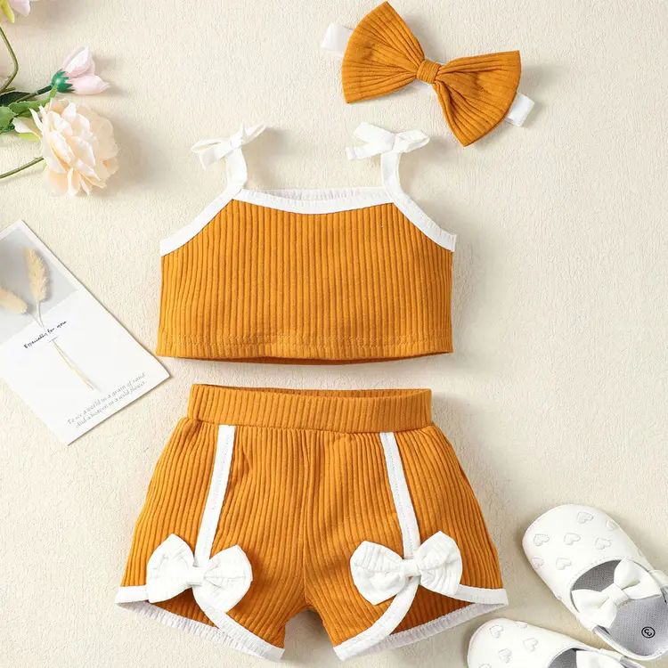 2024 Fashion Trendy Casual Summer Outfits for Girls 1-6Y Toddler Cute Short Sleeve T Shirt and Shorts Set for Kids