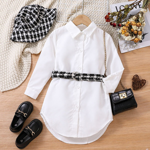 Children's Clothes Autumn New Girls Fashion Long Shirt Dress With Belt