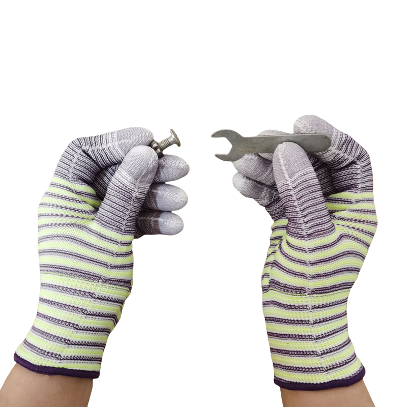 Thin zebra-print PU nylon coating refers to wear-resistant anti-slip workshop packing work breathable work protective gloves