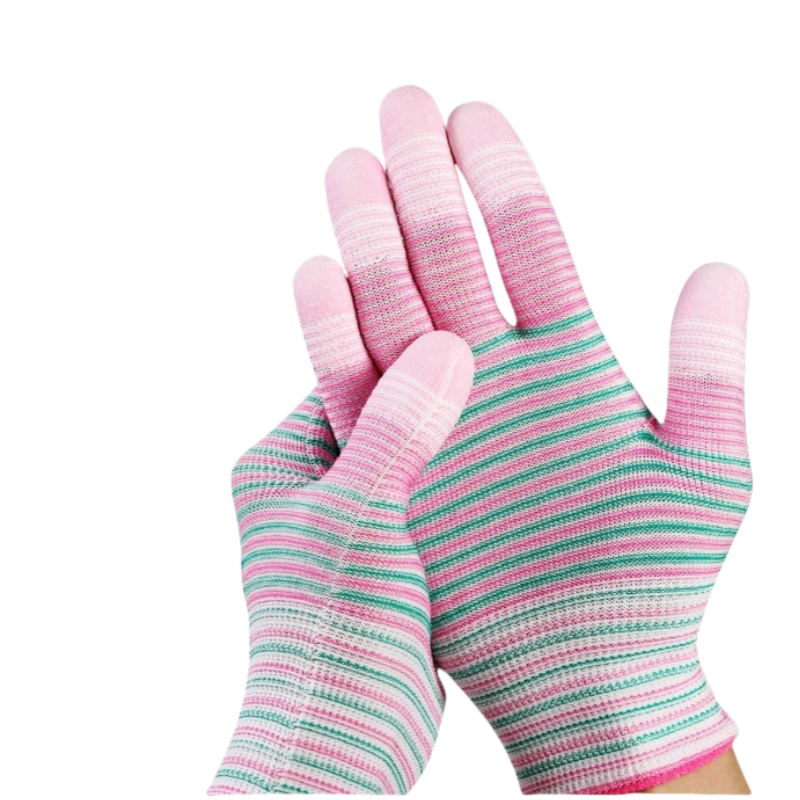 Thin zebra-print PU nylon coating refers to wear-resistant anti-slip workshop packing work breathable work protective gloves