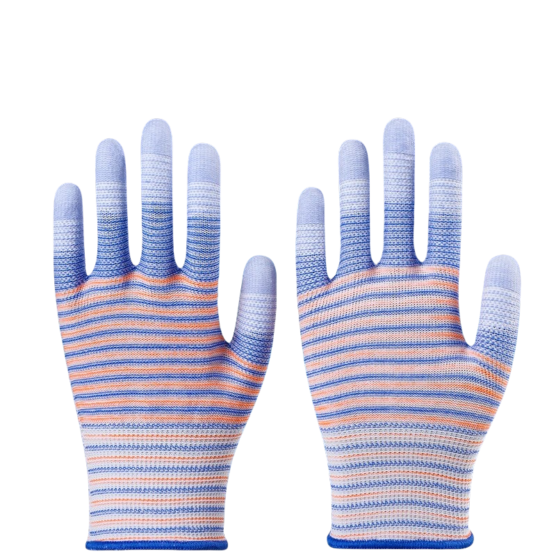 Thin zebra-print PU nylon coating refers to wear-resistant anti-slip workshop packing work breathable work protective gloves