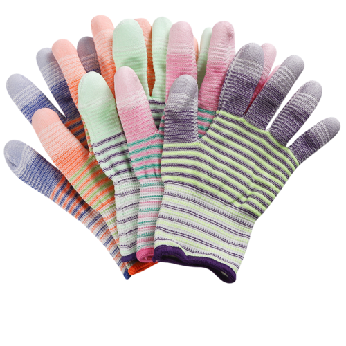 Thin zebra-print PU nylon coating refers to wear-resistant anti-slip workshop packing work breathable work protective gloves