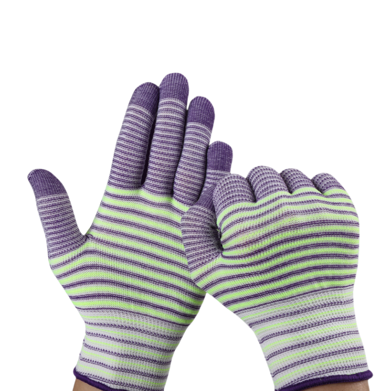 Thin knit zebra-print nylon wear-resistant anti-slip workshop packing work dust-free breathable protective work gloves