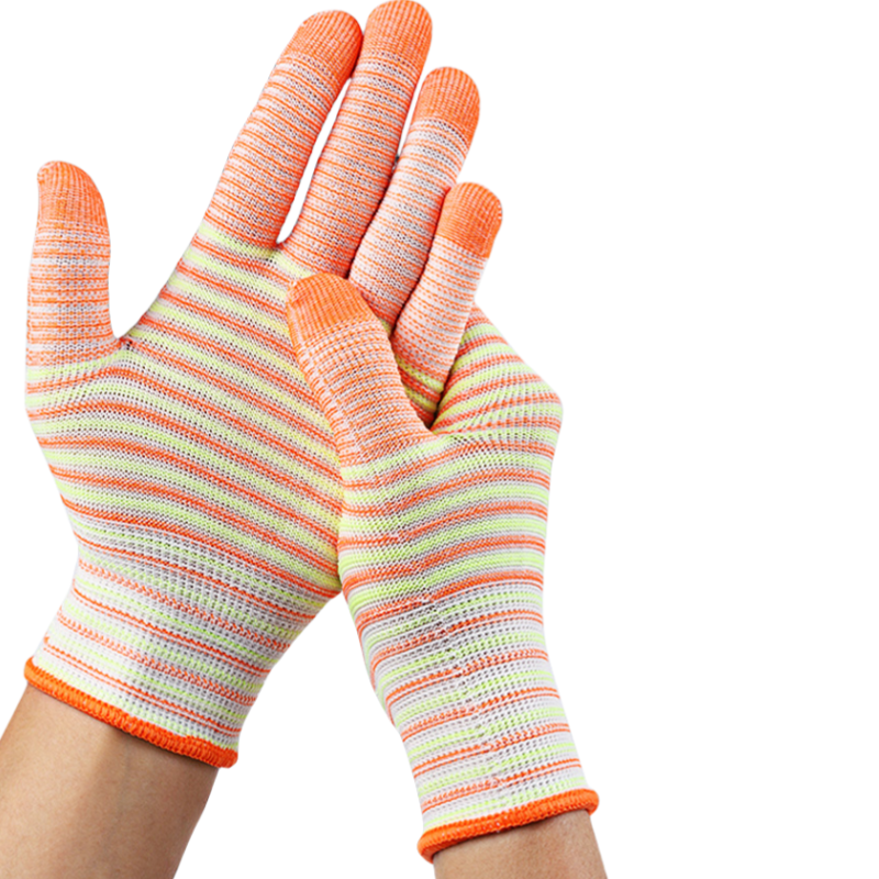 Thin knit zebra-print nylon wear-resistant anti-slip workshop packing work dust-free breathable protective work gloves