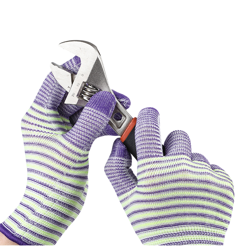 Thin knit zebra-print nylon wear-resistant anti-slip workshop packing work dust-free breathable protective work gloves