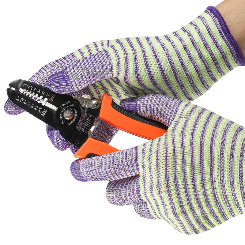 Thin knit zebra-print nylon wear-resistant anti-slip workshop packing work dust-free breathable protective work gloves