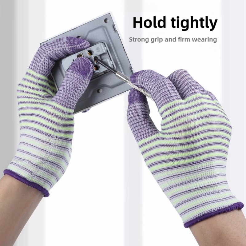 Thin knit zebra-print nylon wear-resistant anti-slip workshop packing work dust-free breathable protective work gloves