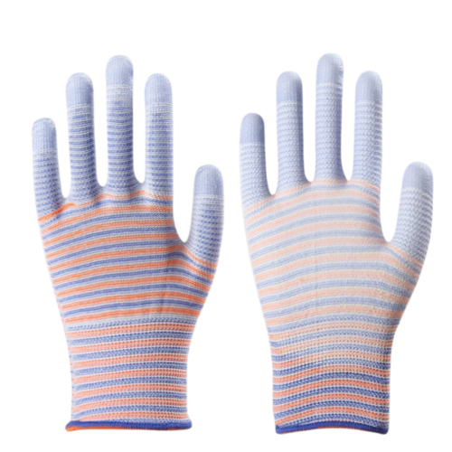 Thin PU zebra-print impregnated rubber coated palm comfortable packing handling electronics factory work protection gloves