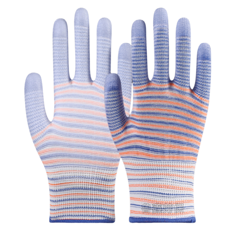 Thin PU zebra-print impregnated rubber coated palm comfortable packing handling electronics factory work protection gloves