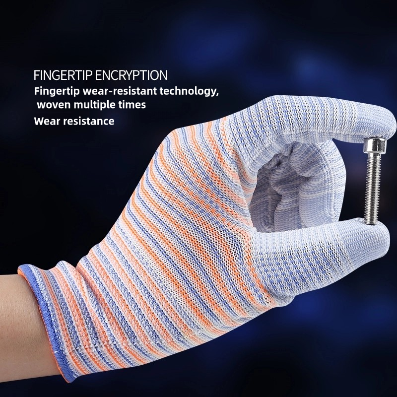 Thin PU zebra-print impregnated rubber coated palm comfortable packing handling electronics factory work protection gloves