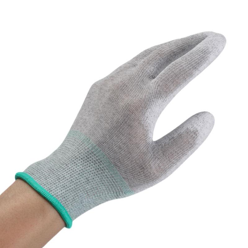 Carbon fiber gloves coated palm wear resistant light breathable electronics factory work professional anti-static work gloves