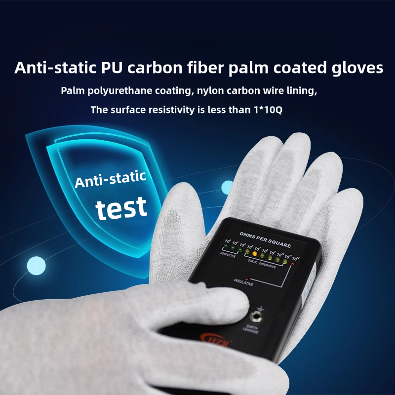 Carbon fiber gloves coated palm wear resistant light breathable electronics factory work professional anti-static work gloves