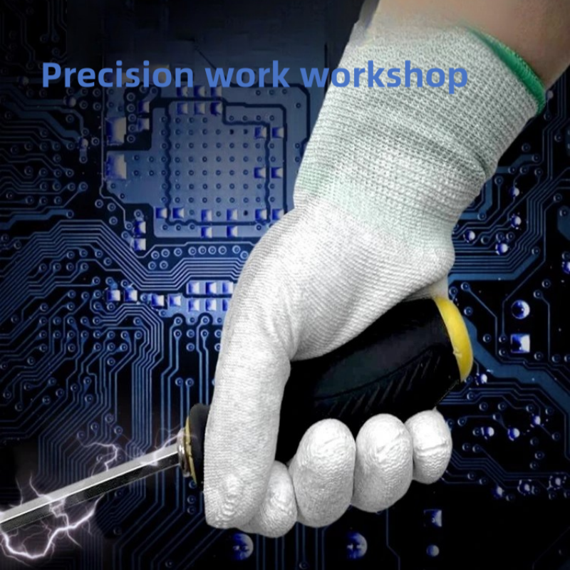 Carbon fiber gloves coated palm wear resistant light breathable electronics factory work professional anti-static work gloves