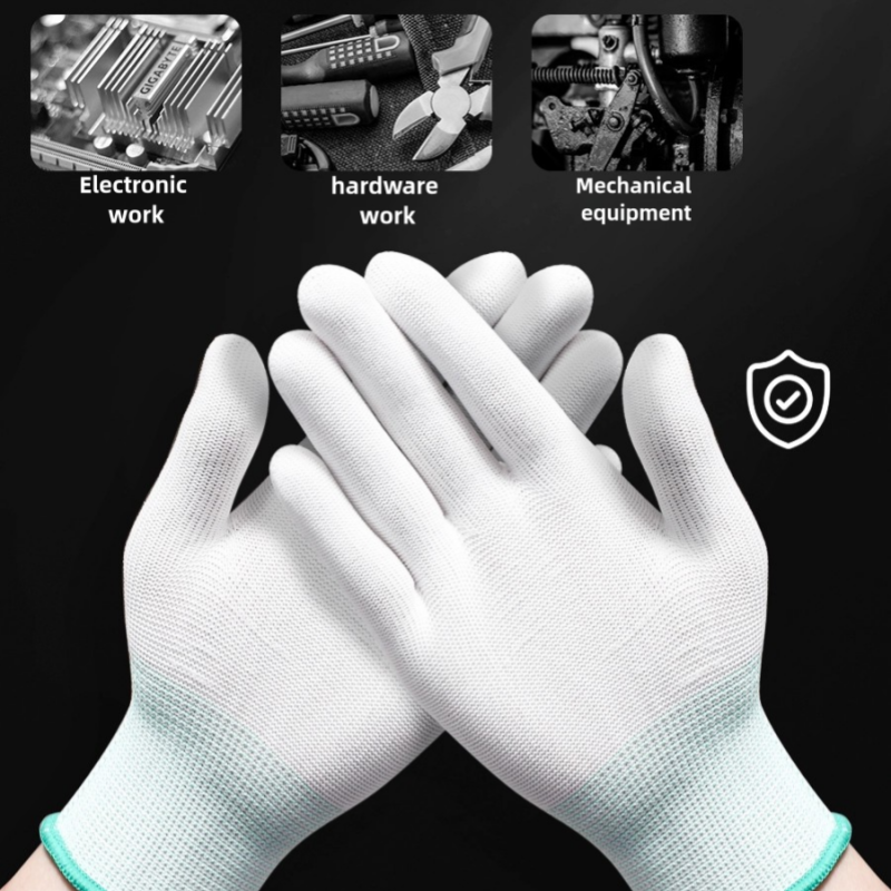 Ultra-thin white elastic polyester line breathable, non-slip and dust-free work sunscreen labor protection work gloves