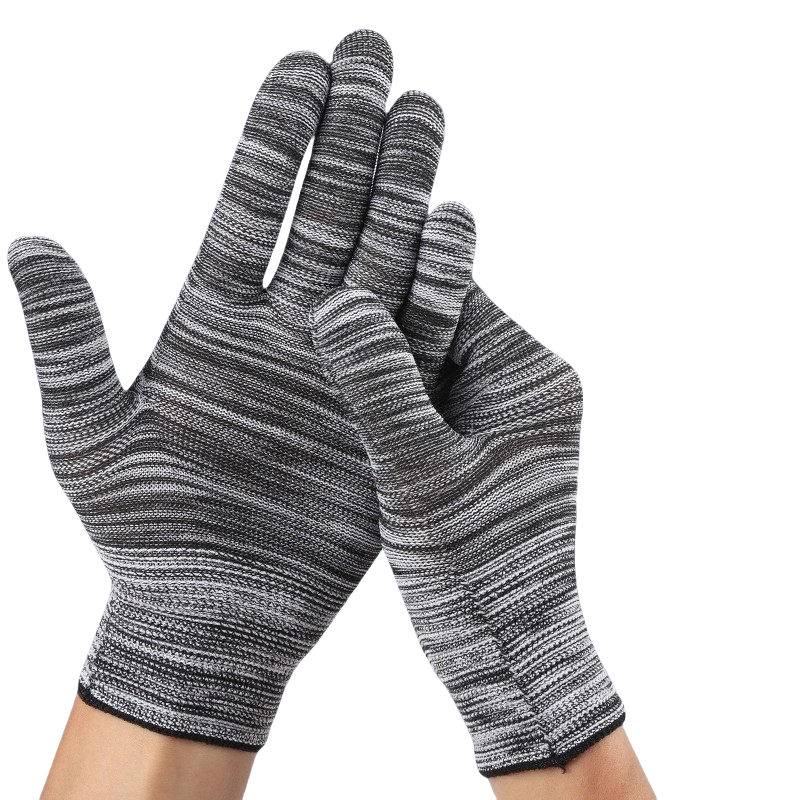 Ultra-thin color striped elastic polyester line breathable, non-slip and dust-free work sunscreen labor protection work gloves