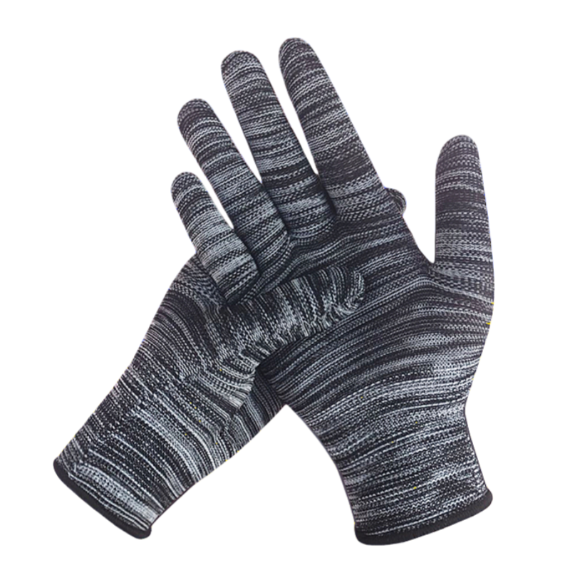 Ultra-thin color striped elastic polyester line breathable, non-slip and dust-free work sunscreen labor protection work gloves