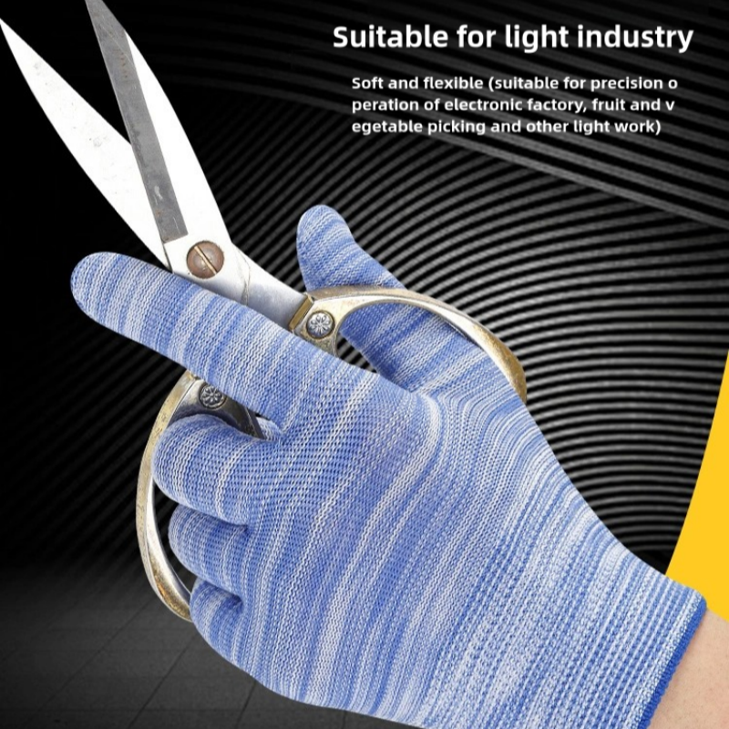 Ultra-thin color striped elastic polyester line breathable, non-slip and dust-free work sunscreen labor protection work gloves