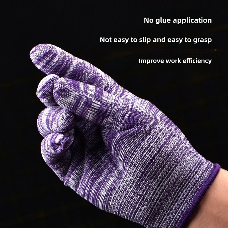 Ultra-thin color striped elastic polyester line breathable, non-slip and dust-free work sunscreen labor protection work gloves