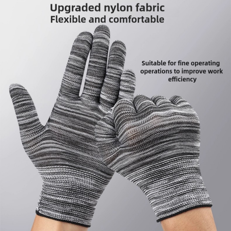 Ultra-thin color striped elastic polyester line breathable, non-slip and dust-free work sunscreen labor protection work gloves