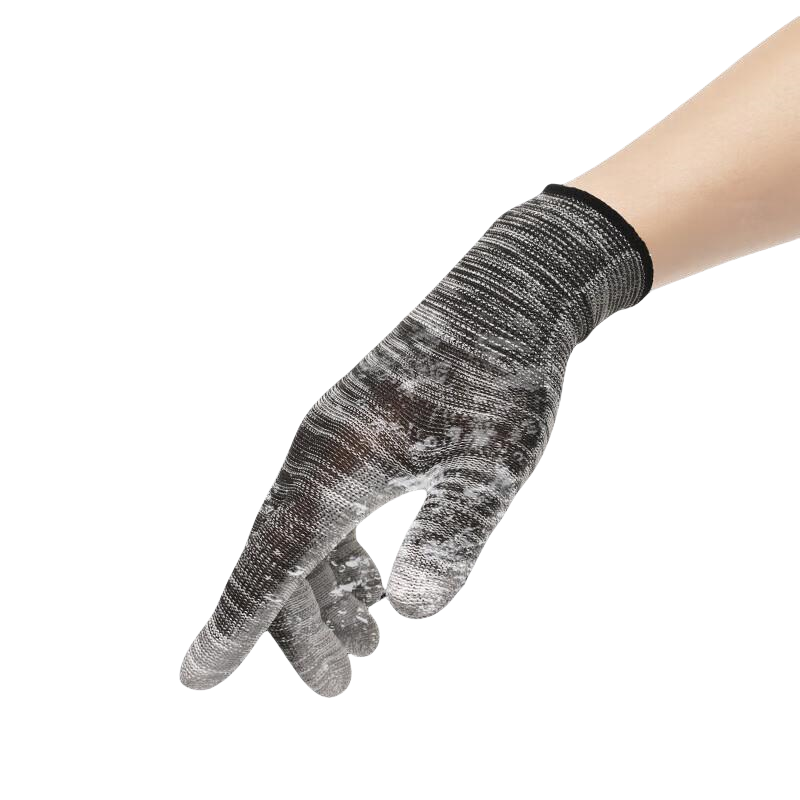 Thin stripe PU impregnated wear resistant breathable non-slip packaging electronics factory work protective gloves