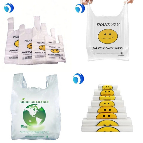 HDPE LDPE PE PLA Garbage Vest Carrier Ziplock shopping food packaging T-Shirt Plastic Bag