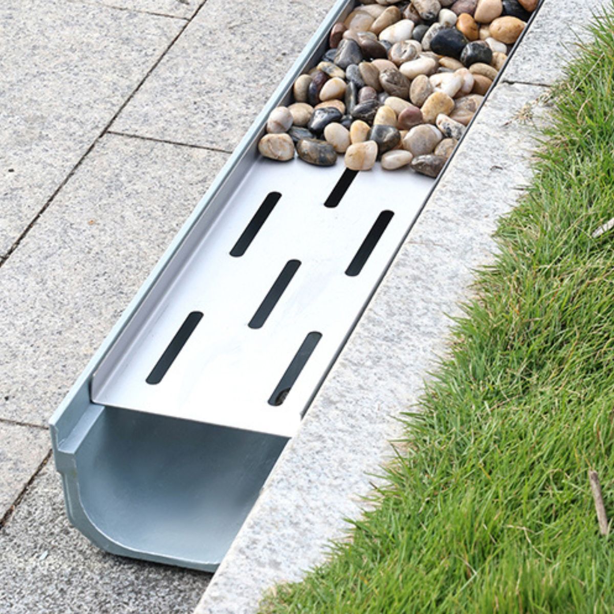 Garden goose soft stone drain sink Stainless steel linear cover plate Garden resin gutter U-shaped groove