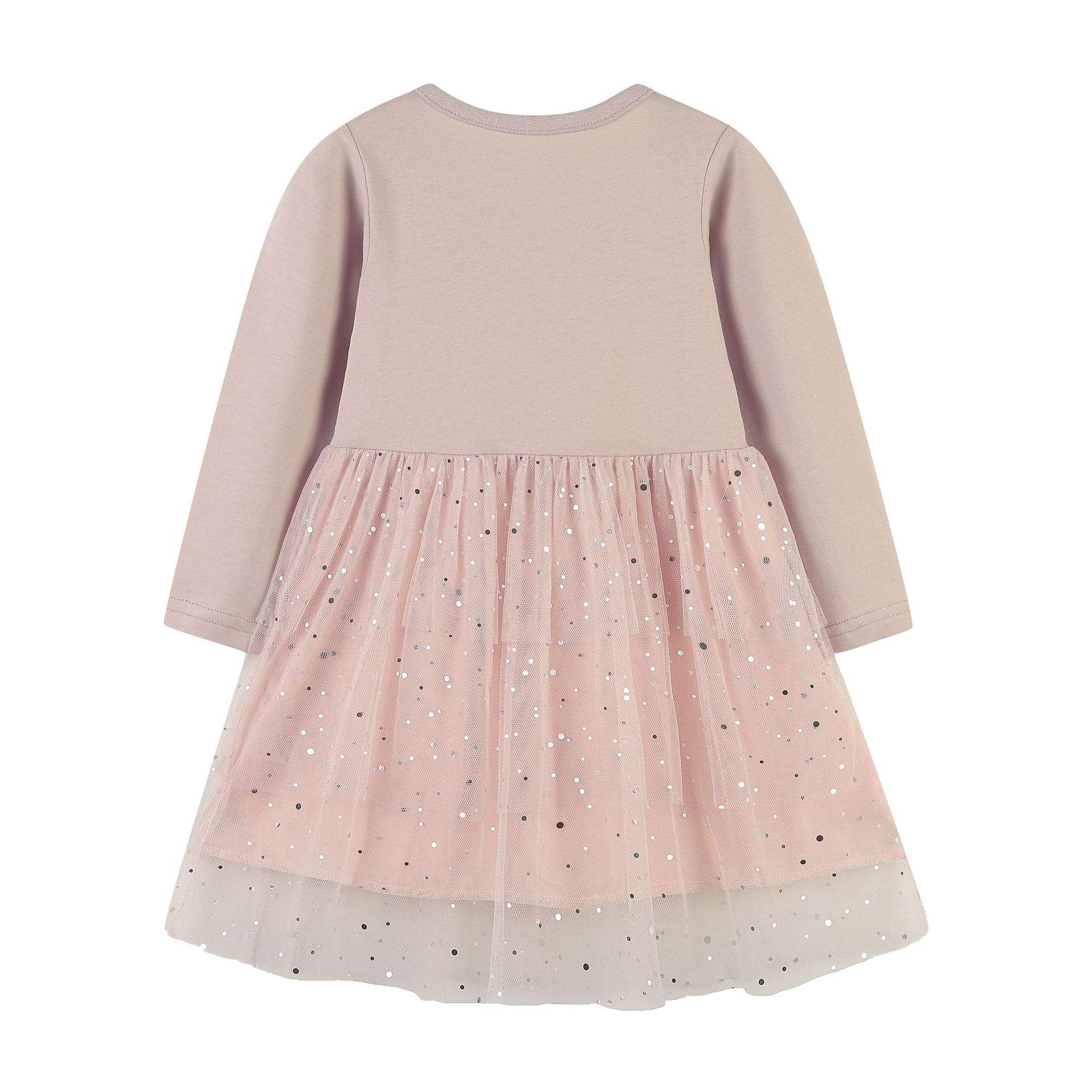 New Arrival Girl Dress European and American Style Cartoon Crewneck Mesh Princess Lace Dress Long Sleeve Christmas Dress