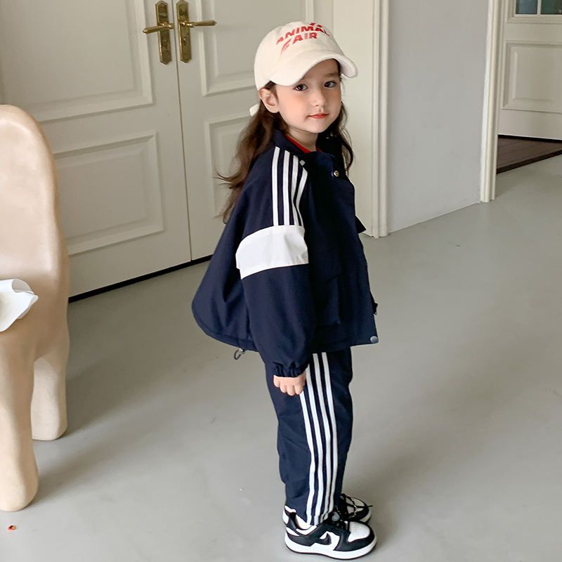 Spring Big Girl Boys Long Sleeved Casual Wear Sport Outdoor Jacket Set