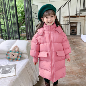 High quality girl baby puffer jacket hooded down padded kids winter coat