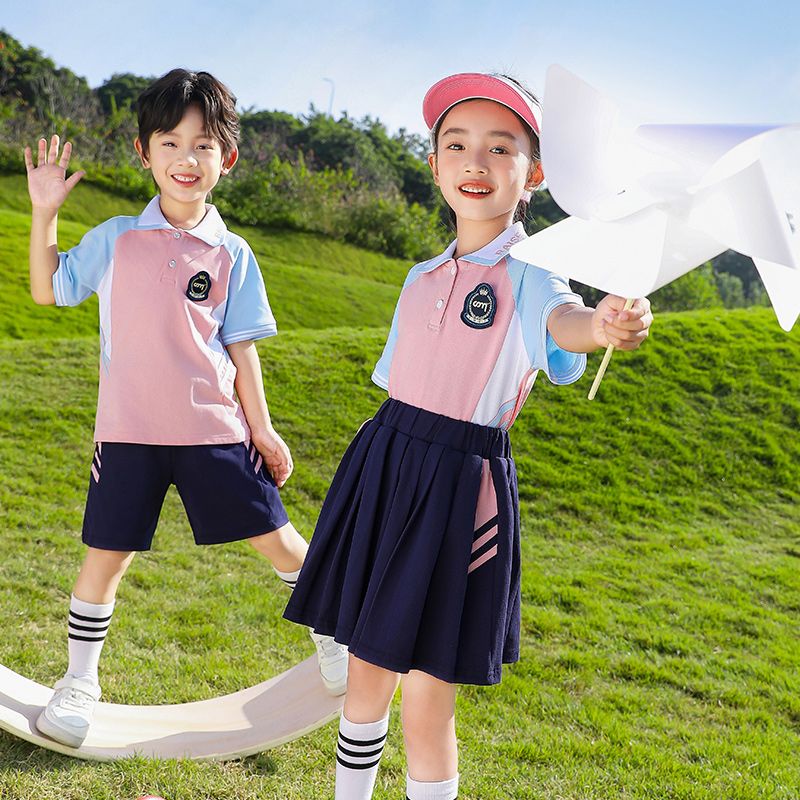 Children's summer school uniform two -piece set thin