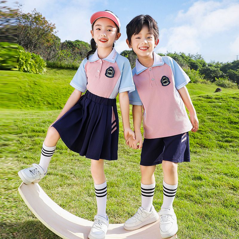 Children's summer school uniform two -piece set thin