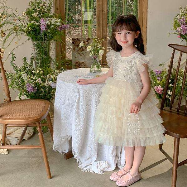 Summer elegant girl party dress 3-8 years weddings host evening kids girls dress