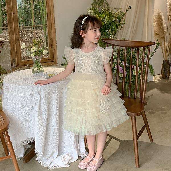 Summer elegant girl party dress 3-8 years weddings host evening kids girls dress