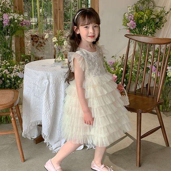 Summer elegant girl party dress 3-8 years weddings host evening kids girls dress